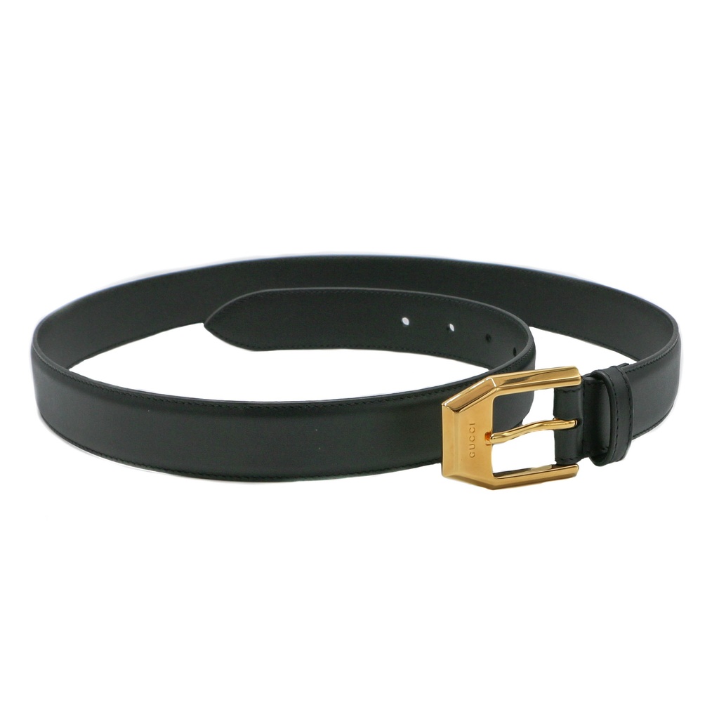 Gucci Square Buckle Black Leather Belt 625473 - Size 95 (38)